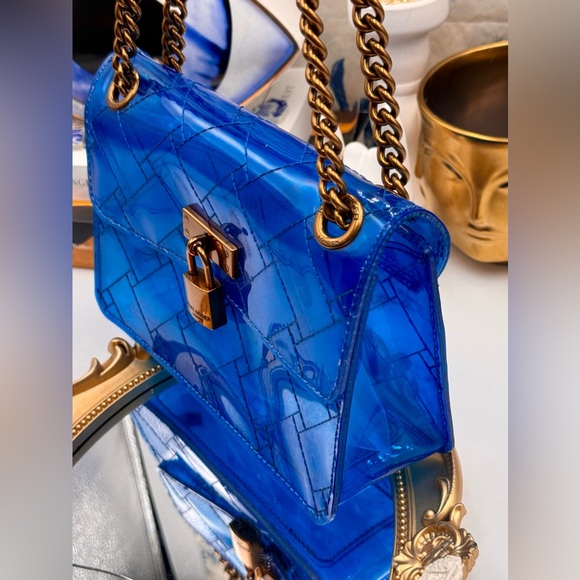 🆕 KURT GEIGER LONDON 🧿 NWOT Mini Brixton PVC Crossbody Bag, Transparent Blue - Picture 7 of 12